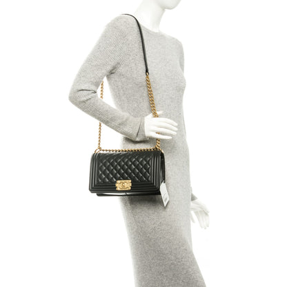 Chanel Lambskin Quilted Medium Boy Flap Black 2 of 8