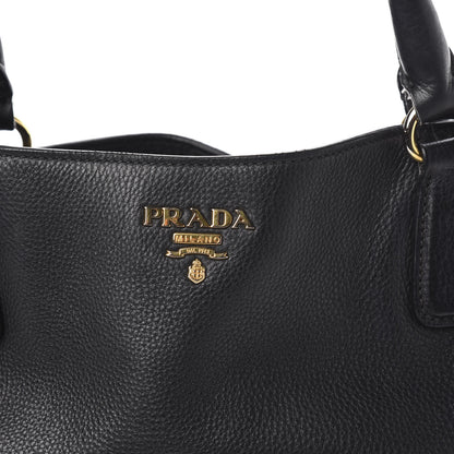 Prada Vitello Daino Side Pocket Tote Black 12 of 12
