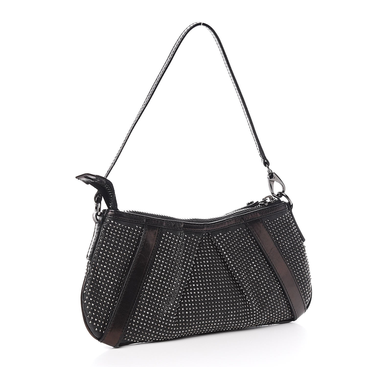 Burberry Calfskin Studded Shoulder Bag Black 3 of 11