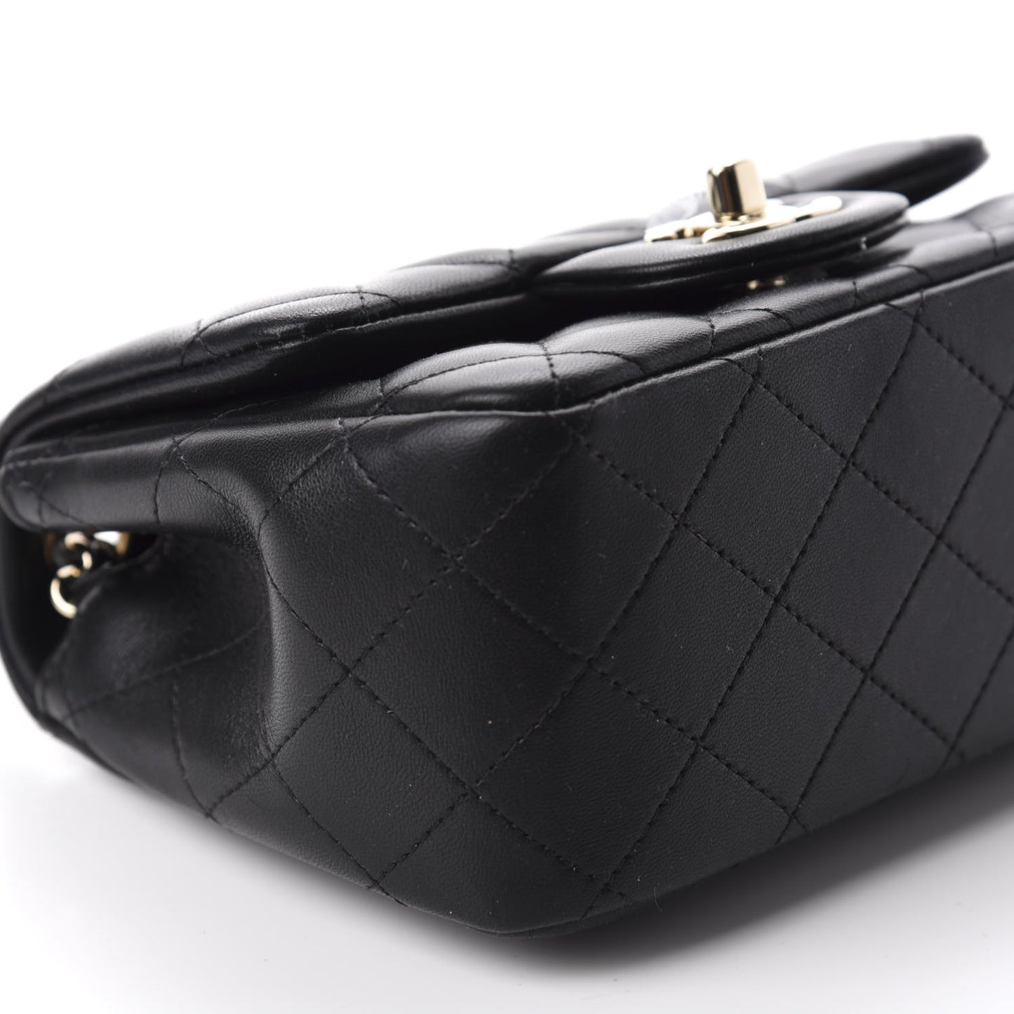 Lambskin Quilted Mini Square Flap Black