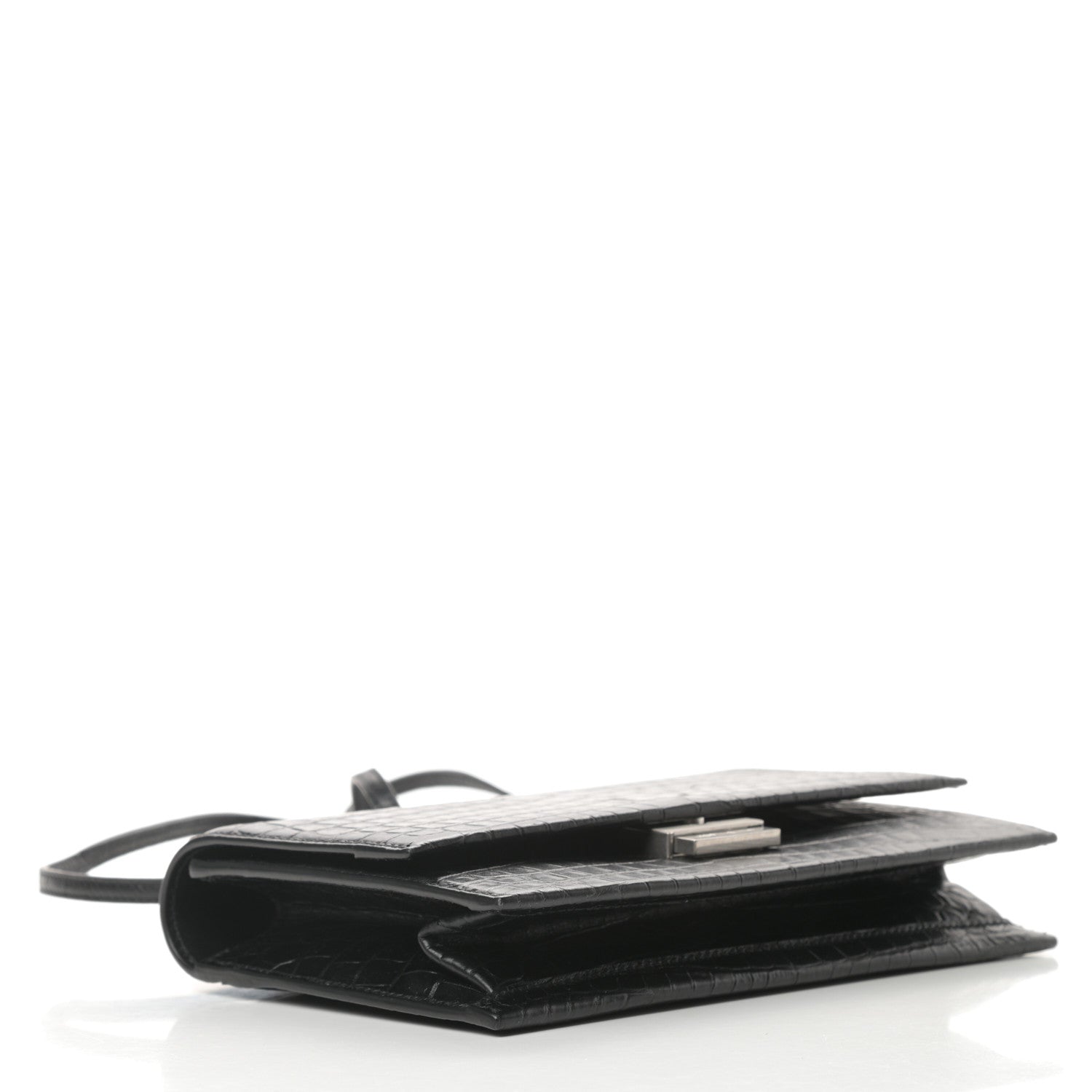 Saint Laurent Calfskin Crocodile Embossed Small Babylone Black 4 of 12