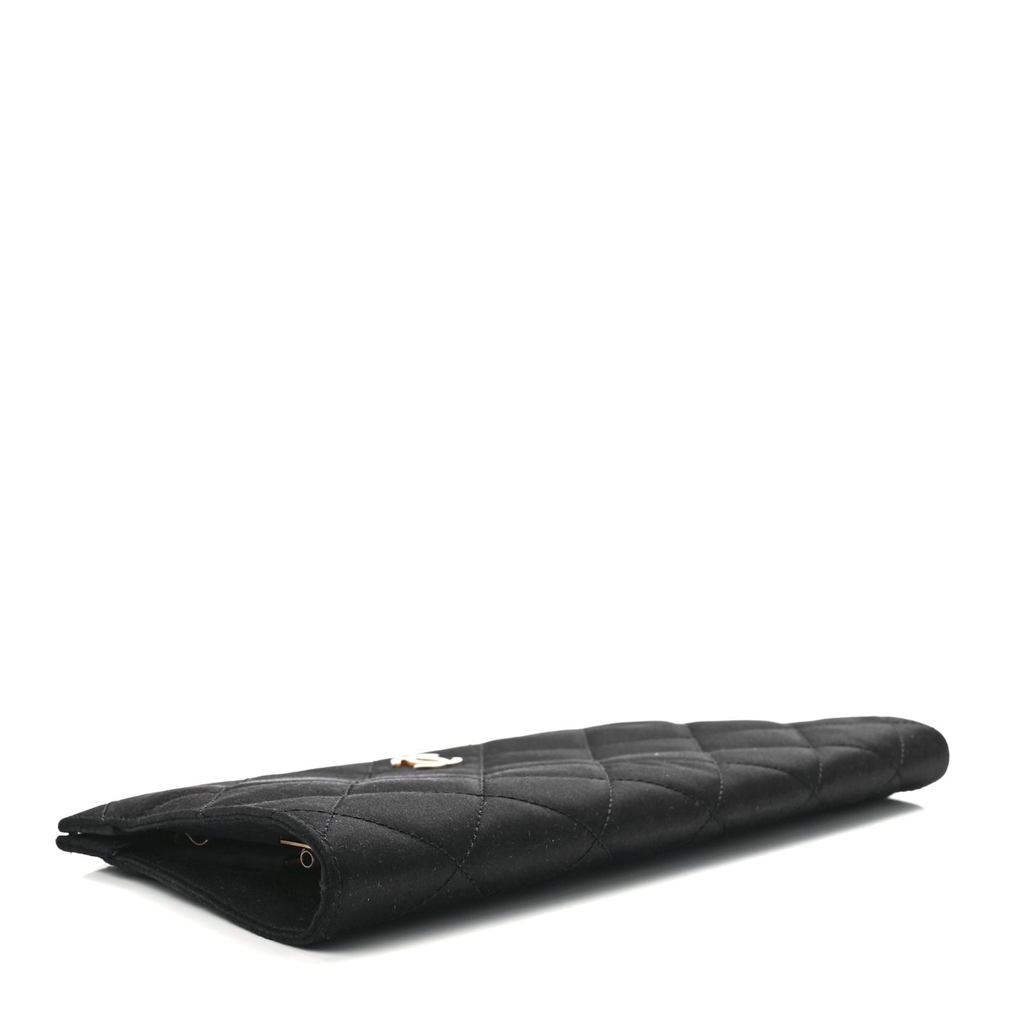 Satin Quilted Frame Clutch Black