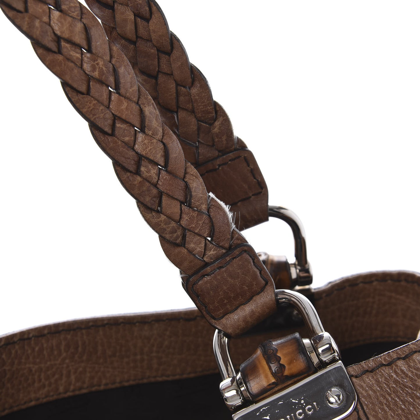 Calfskin Medium Bamboo Bar Tote Bag Brown