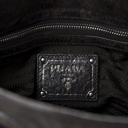 Prada Tessuto Nylon Vitello Shine Dome Satchel Ebano 9 of 10