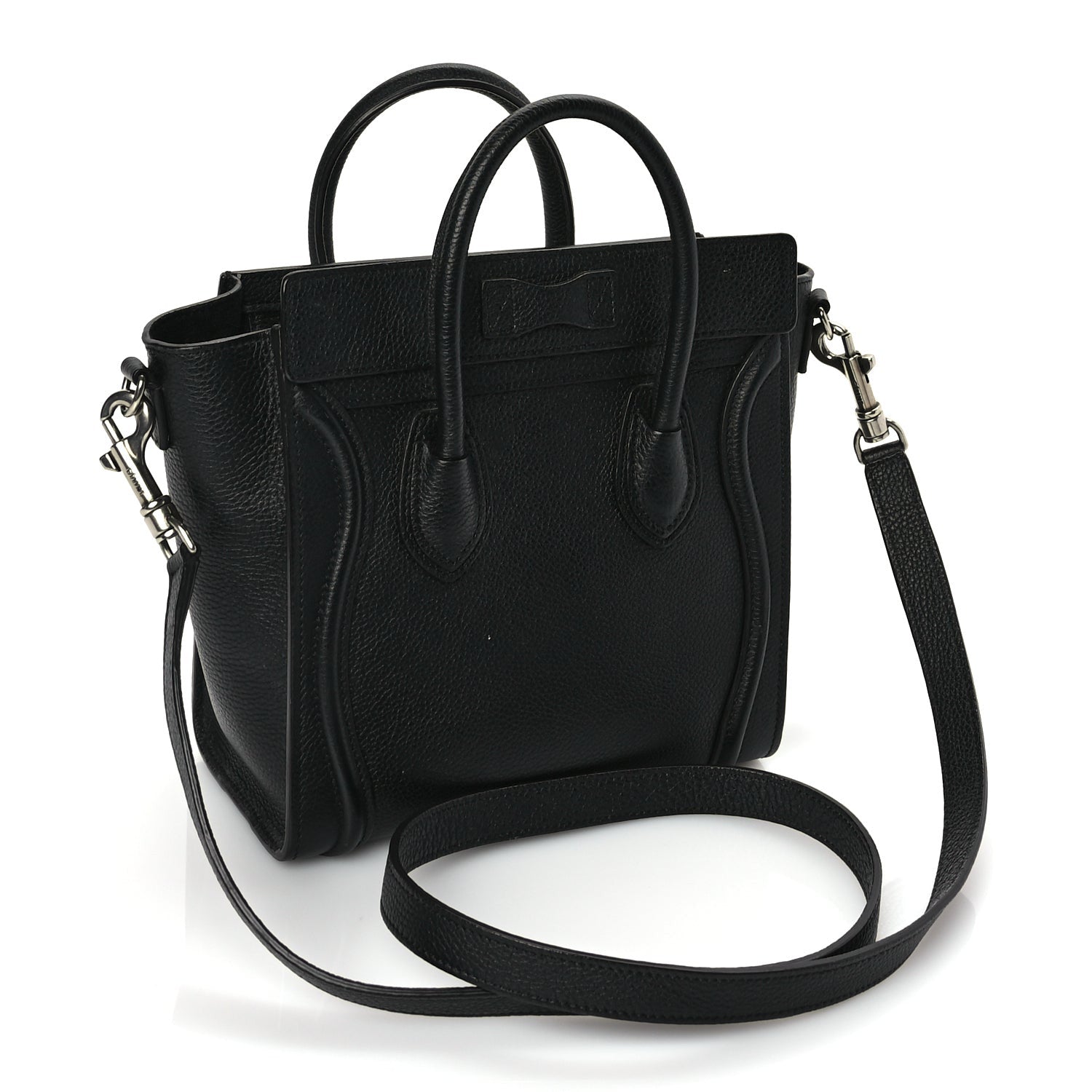 Celine Drummed Calfskin Nano Luggage Black 2 of 8