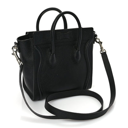 Celine Drummed Calfskin Nano Luggage Black 2 of 8