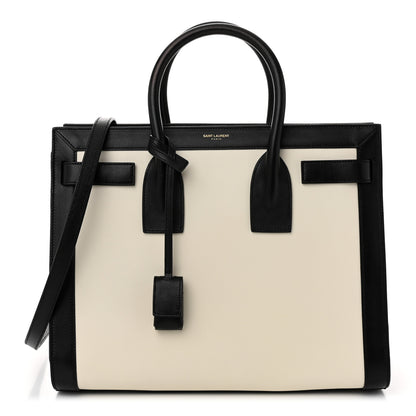 Saint Laurent Calfskin Bi-Color Small Sac De Jour White Black 1 of 10