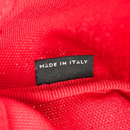 Prada Denim Logo Wristlet Pouch Fuoco Red 7 of 11