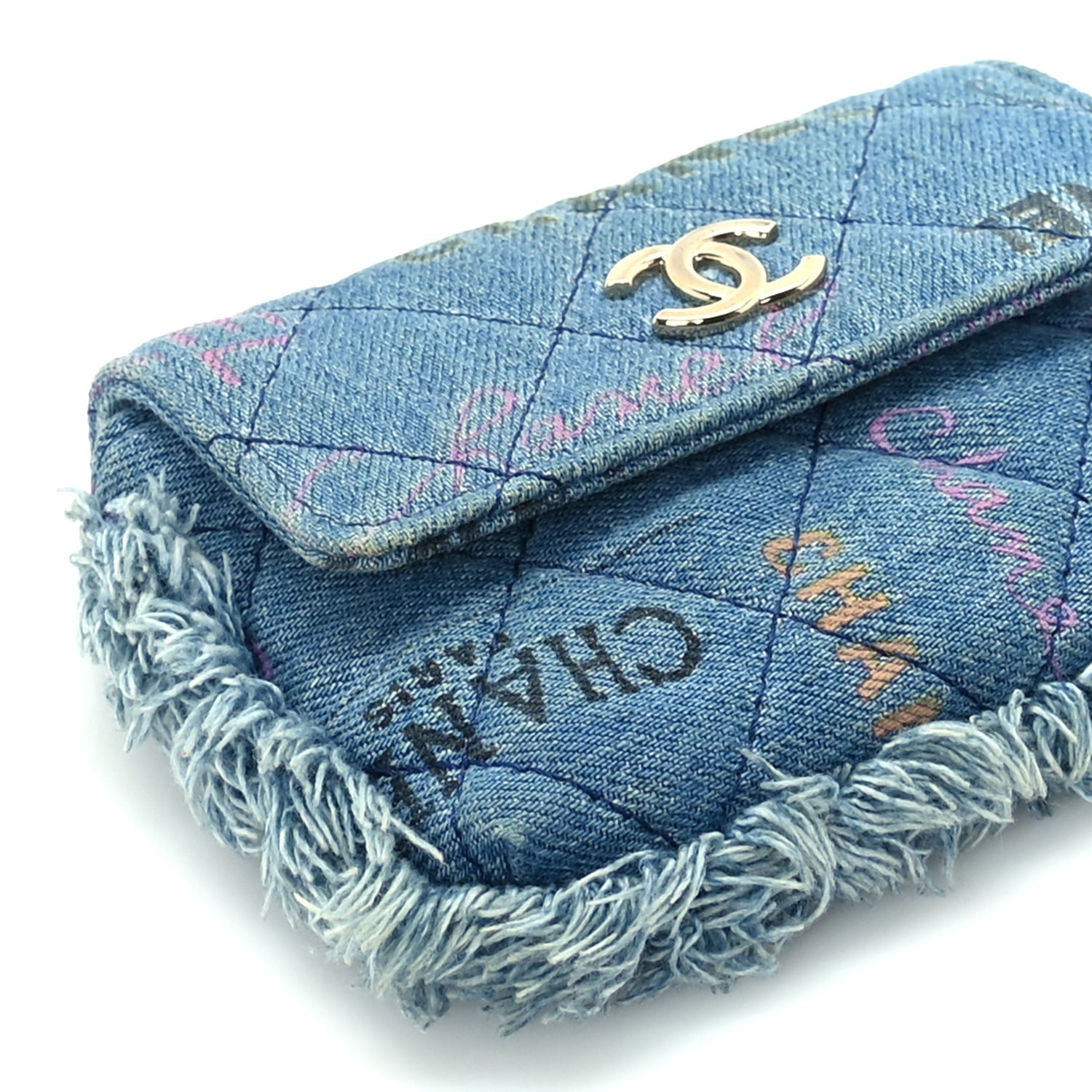 Chanel Denim Quilted Denim Mood Clutch With Chain Blue Multicolor 8 of 9