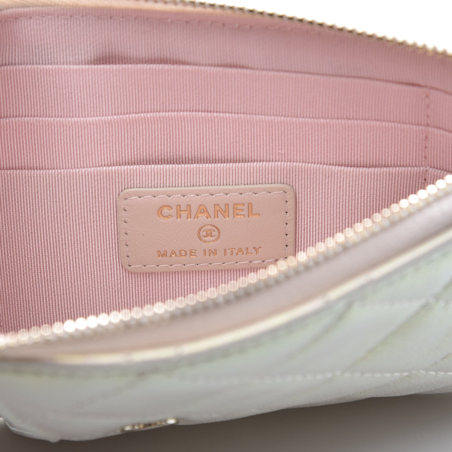 Chanel Iridescent Lambskin Quilted Classic Flat Wallet Pouch Ivory 6 of 10