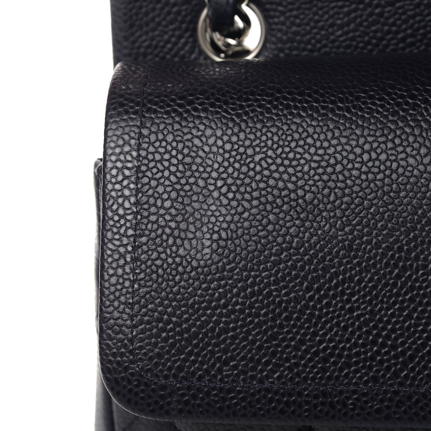 Caviar Quilted Jumbo Double Flap Navy Blue