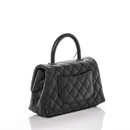Chanel Caviar Lizard Quilted Mini Coco Handle Flap Black 4 of 9
