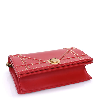 Christian Dior Calfskin Studded Medium Diorama Flap Bag Red 3 of 7