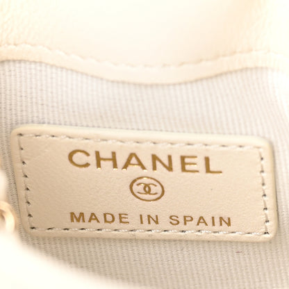 Chanel Lambskin Quilted Tiny Shopping Clutch With Chain White 5 of 9