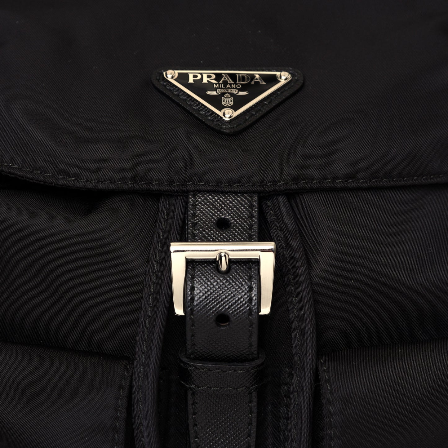 Tessuto Nylon Saffiano Medium Backpack Black