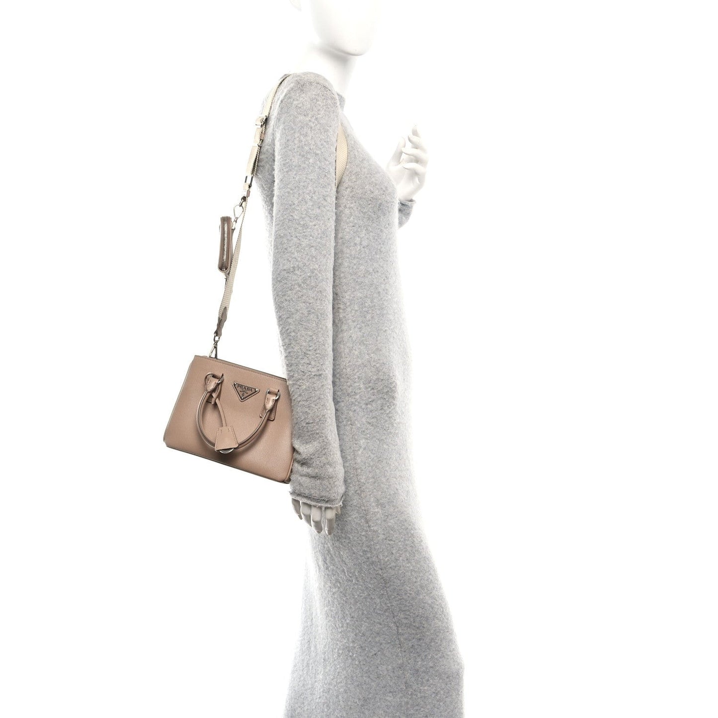 Saffiano Lux Micro Galleria Shoulder Bag Cammeo