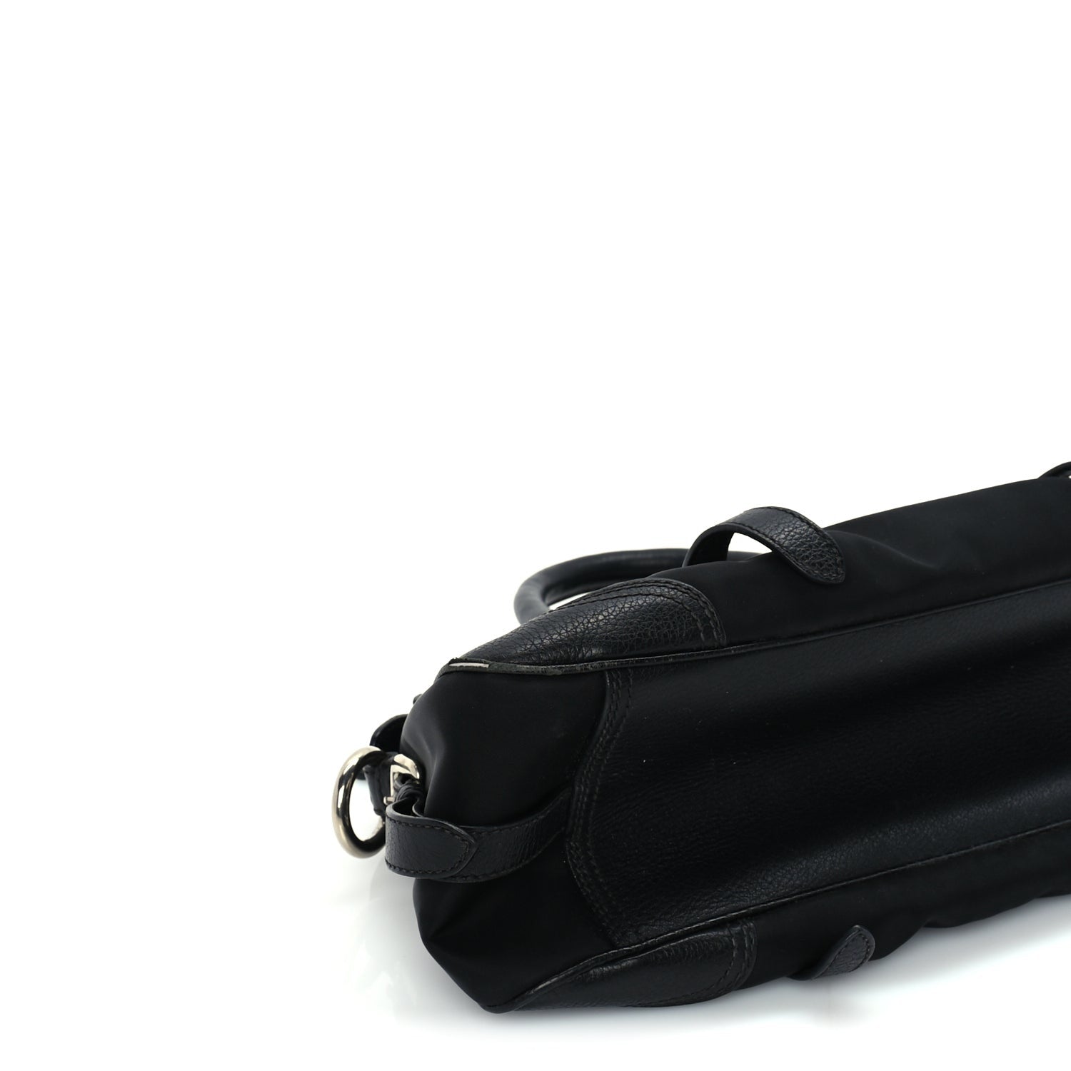 Prada Nylon Calfskin Buckle Shoulder Bag  Black 7 of 8