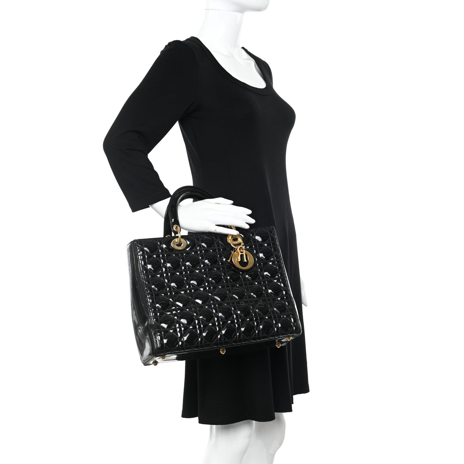 Christian Dior Patent Cannage Large Lady Dior Black 2 of 15