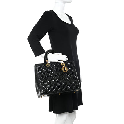 Christian Dior Patent Cannage Large Lady Dior Black 2 of 15