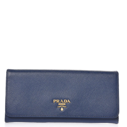 Prada Saffiano Metal Continental Flap Wallet Bleuette 1 of 9