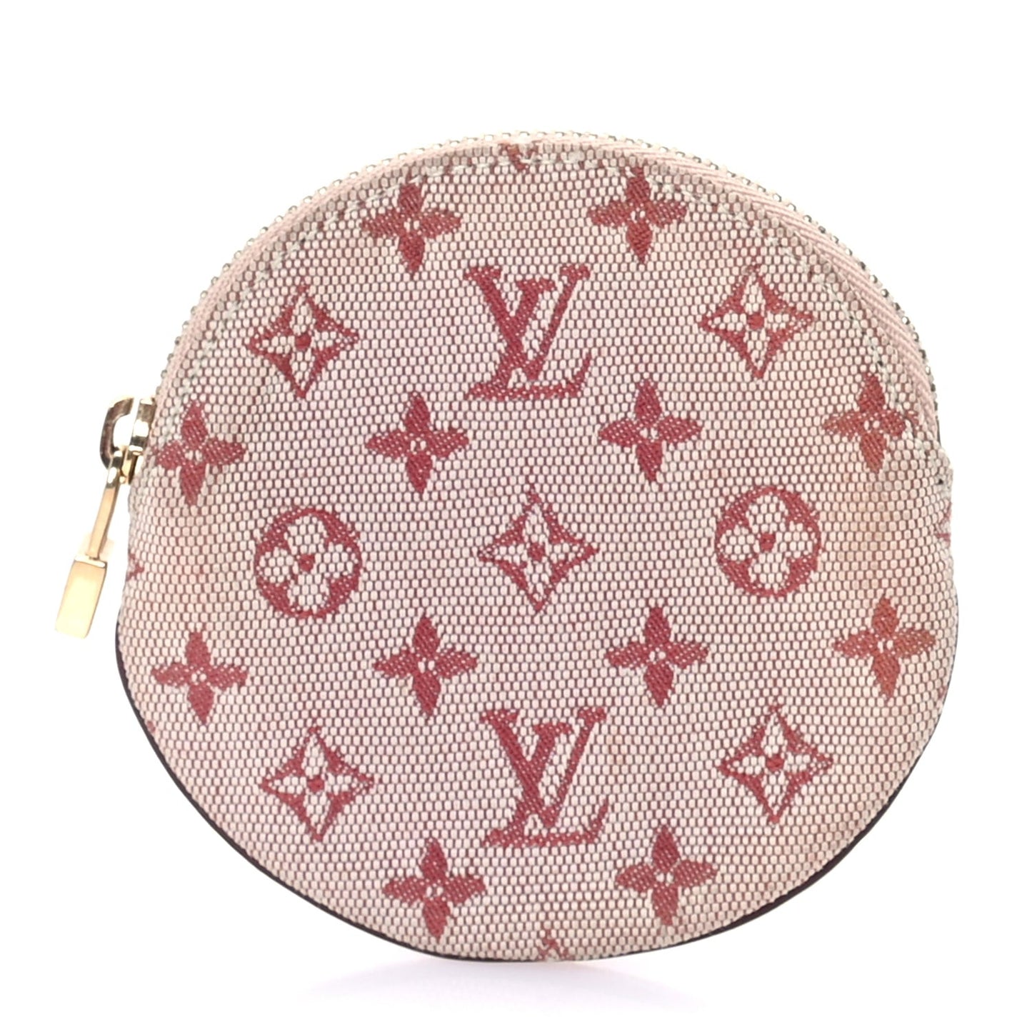 Mini Lin Croisette Round Coin Purse  Cherry