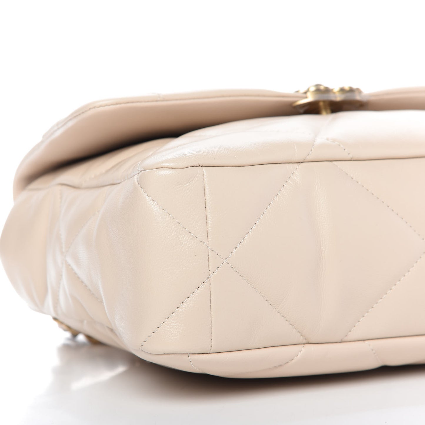 Goatskin Quilted Large Chanel 19 Flap Beige