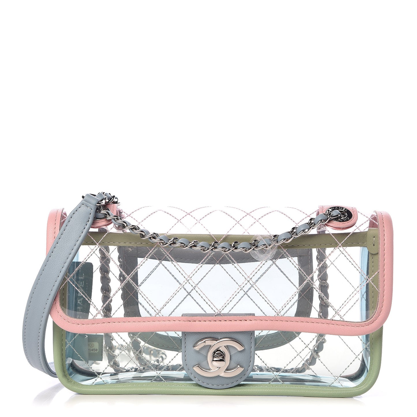 Lambskin PVC Quilted Mini Coco Splash Flap Blue Green