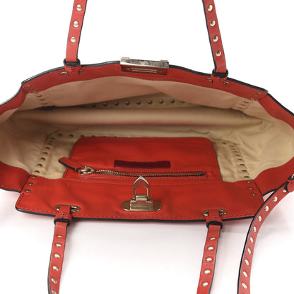 Valentino Garavani Vitello Small Rockstud Tote Deep Orange 5 of 10