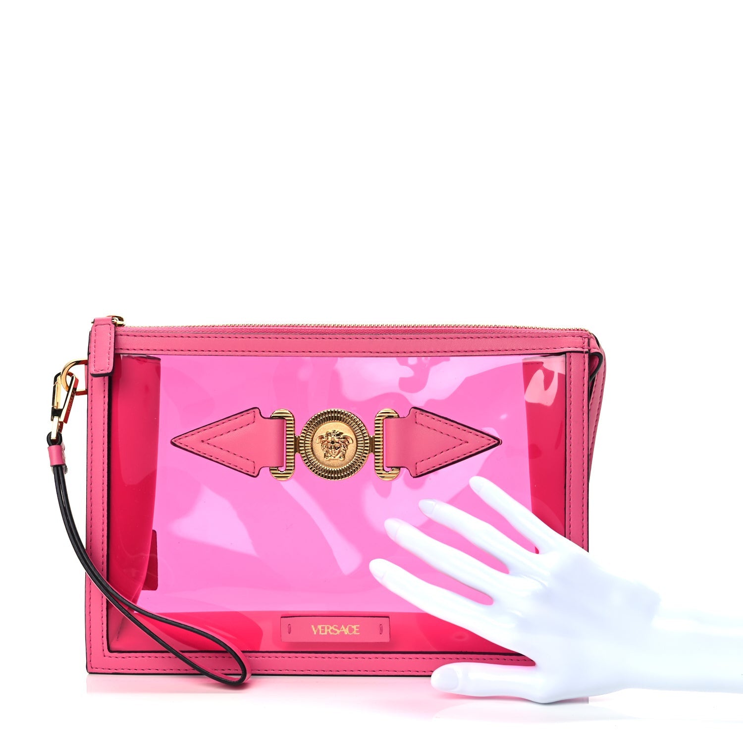 Versace PVC Medusa Clutch Fuschia 2 of 7