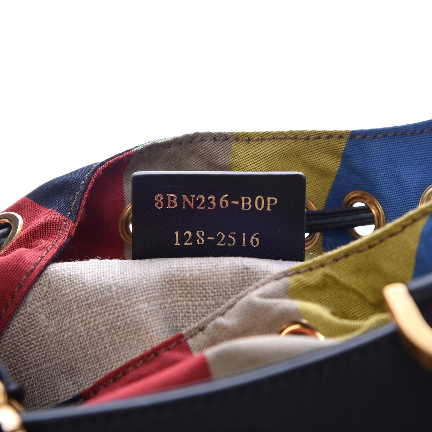 Calfskin Studded Small Drawstring Satchel Black Multicolor