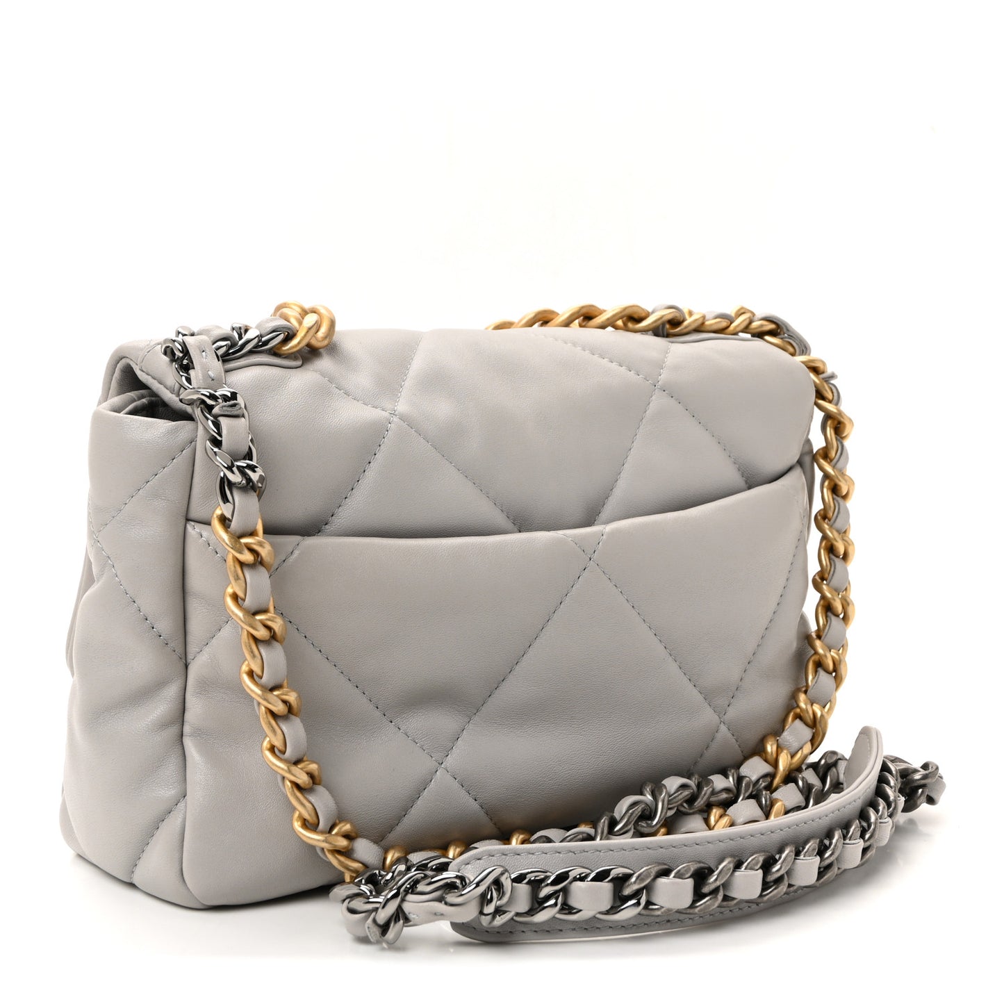 Lambskin Quilted Medium Chanel 19 Flap Grey