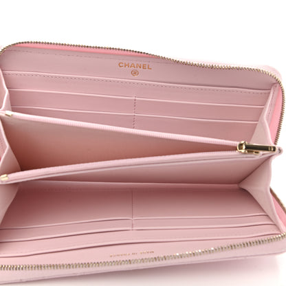 Chanel Caviar Quilted Large Gusset Zip Around Wallet Light Pink 5 of 9