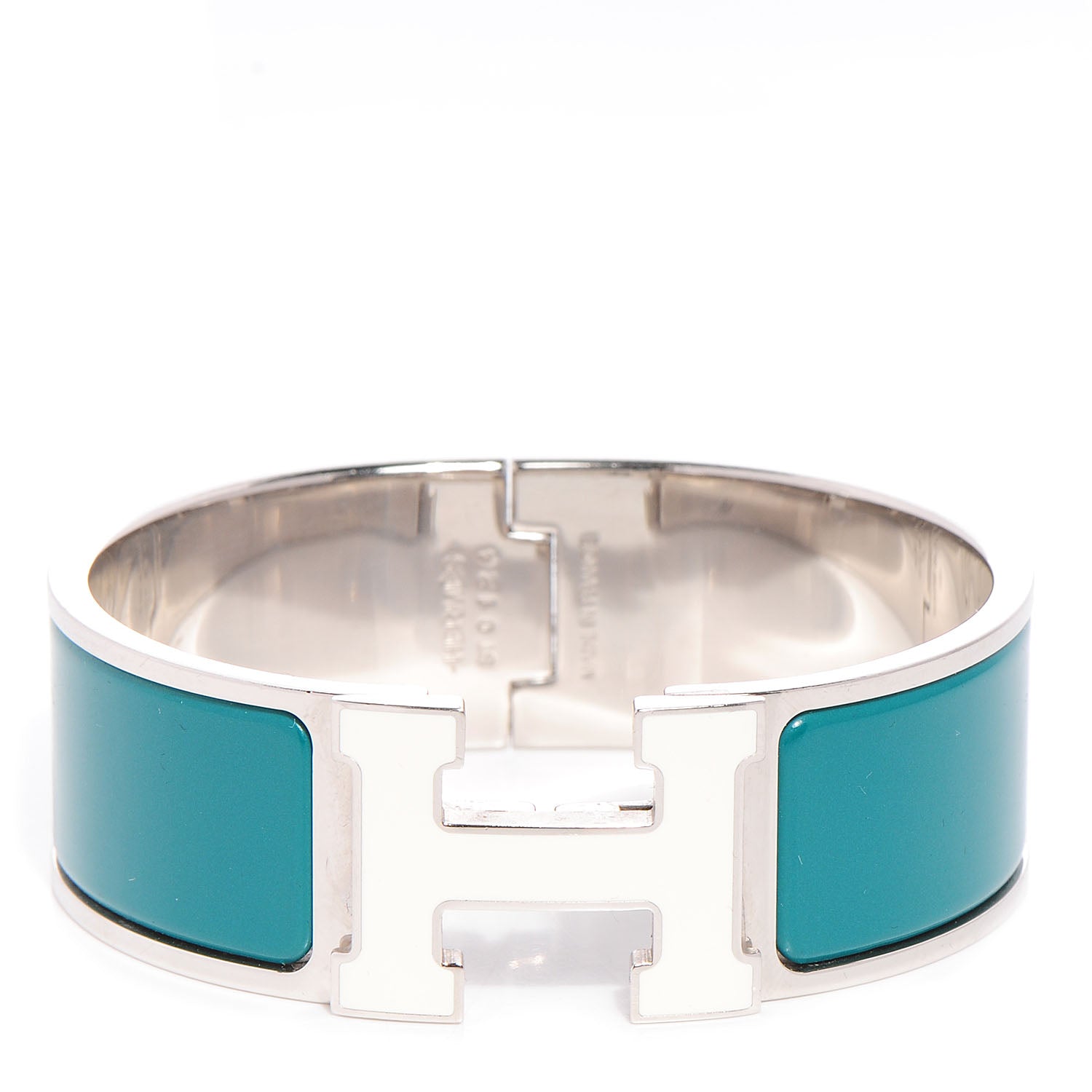 Hermes Enamel Wide Clic Clac H Bracelet PM Blanc Veronese 1 of 5