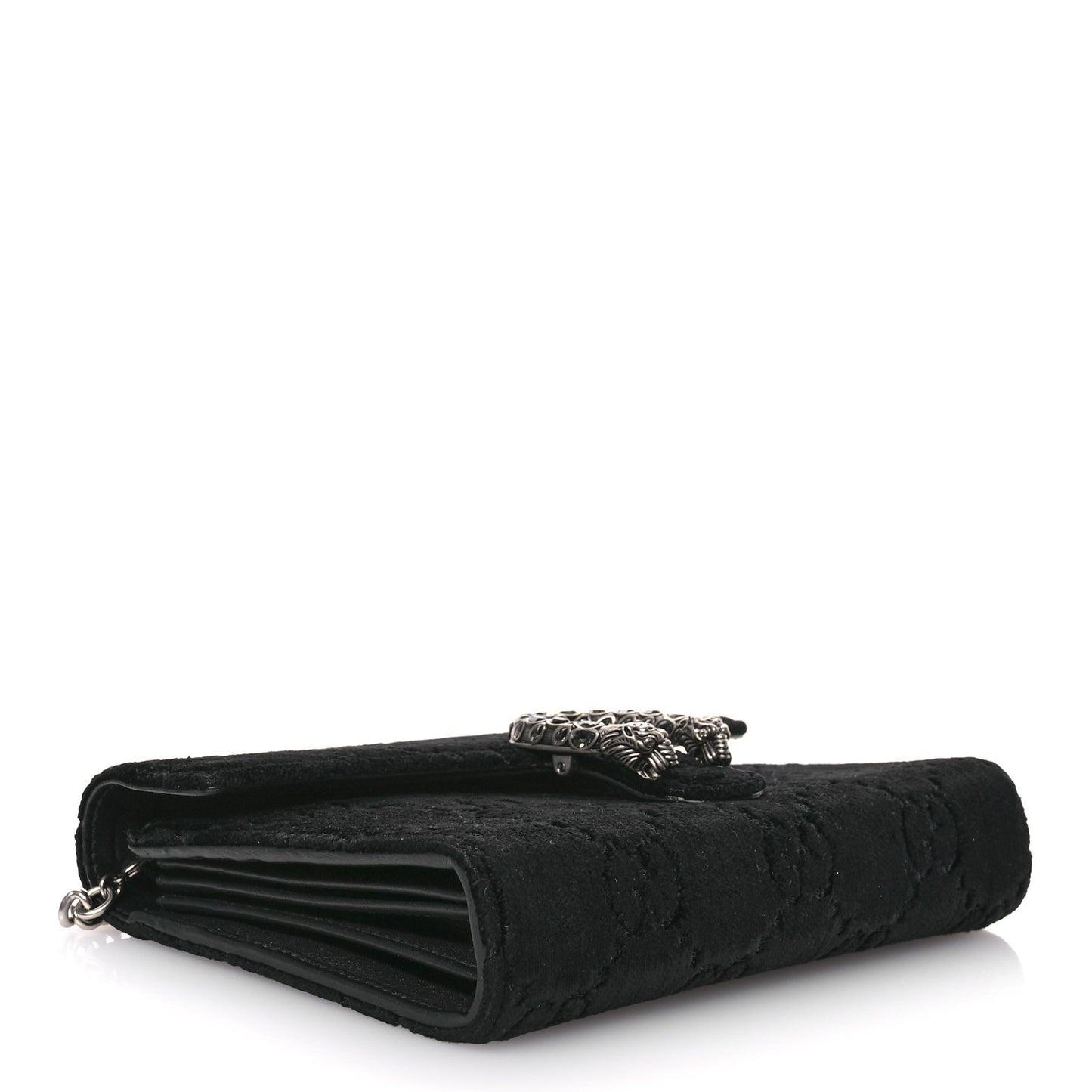 Velvet GG Monogram Mini Dionysus Chain Wallet Black Diamond