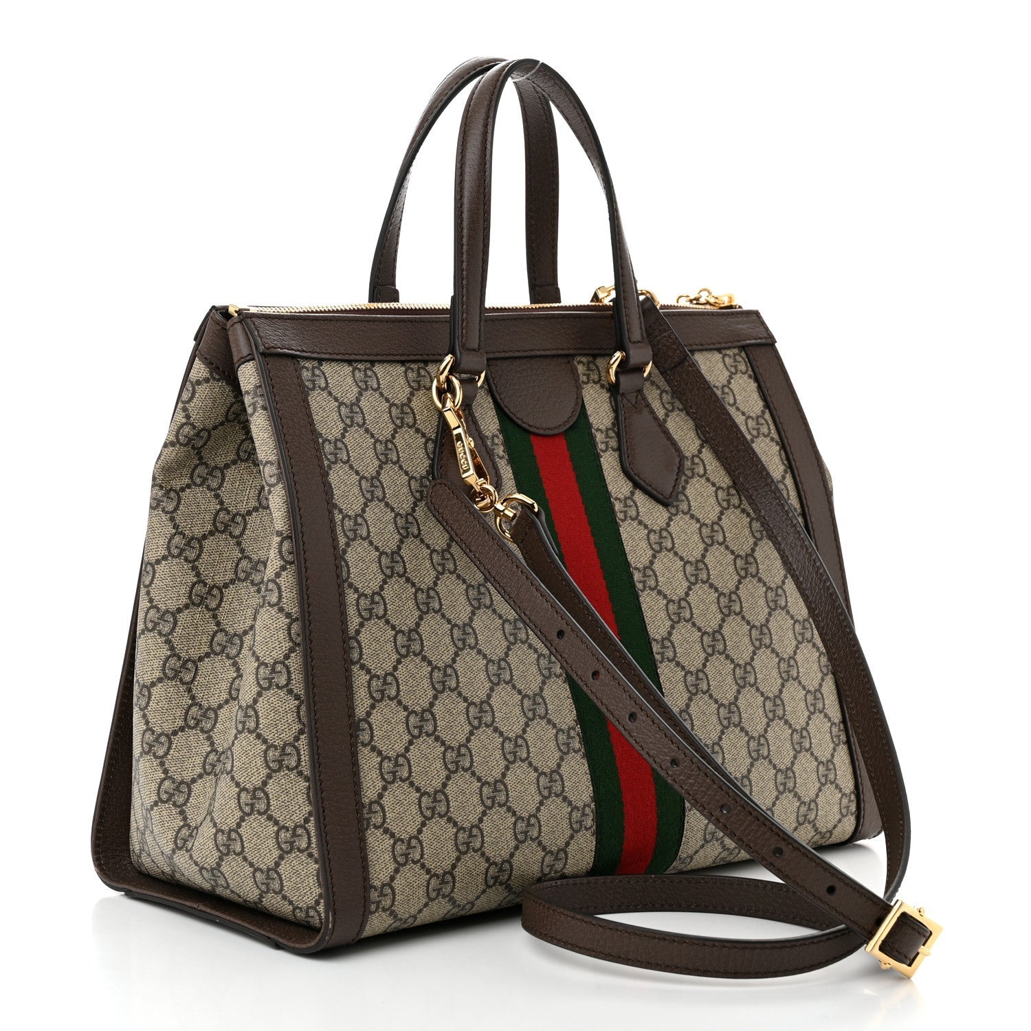 Gucci GG Supreme Monogram Web Medium Ophidia Tote Bag Brown 3 of 7