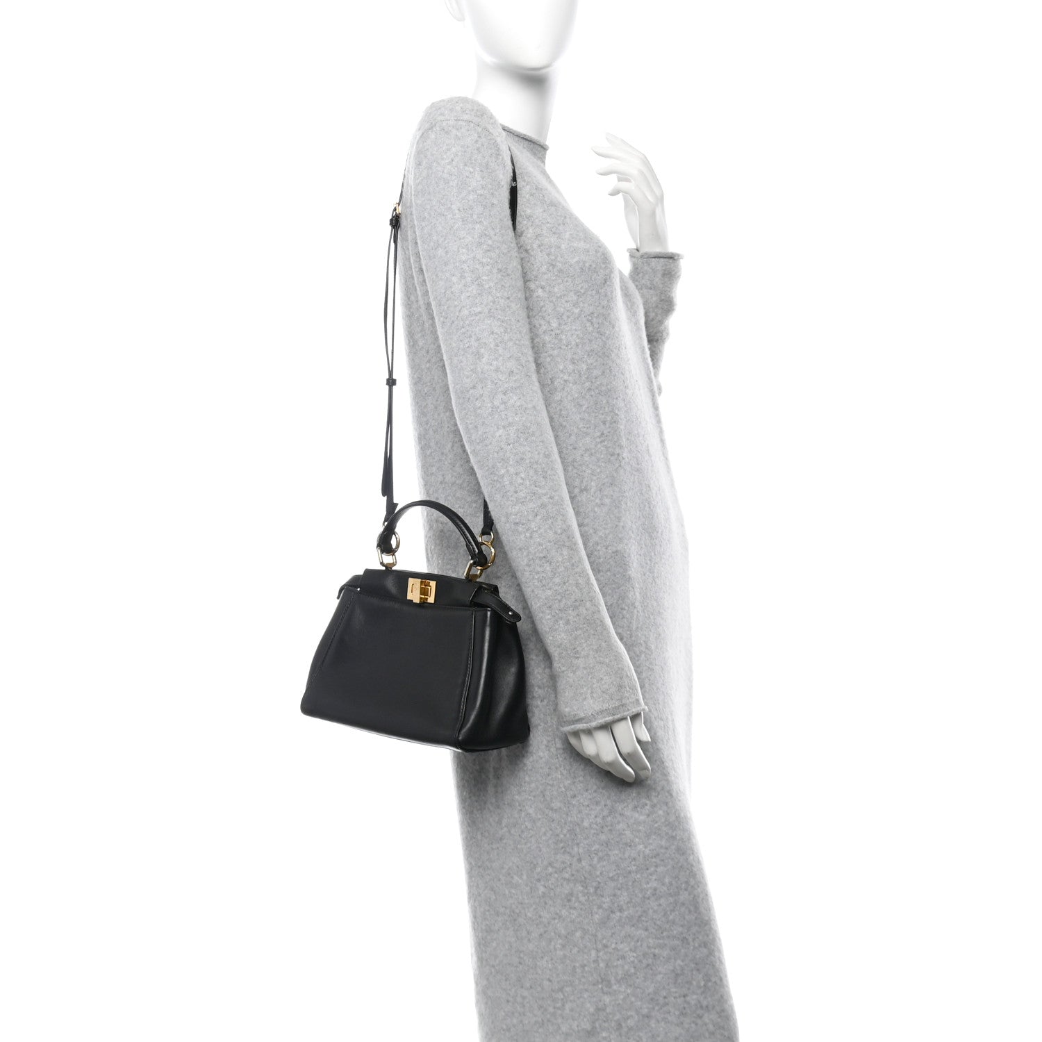 Fendi Nappa Mini Peekaboo Iconic Satchel Black 2 of 10