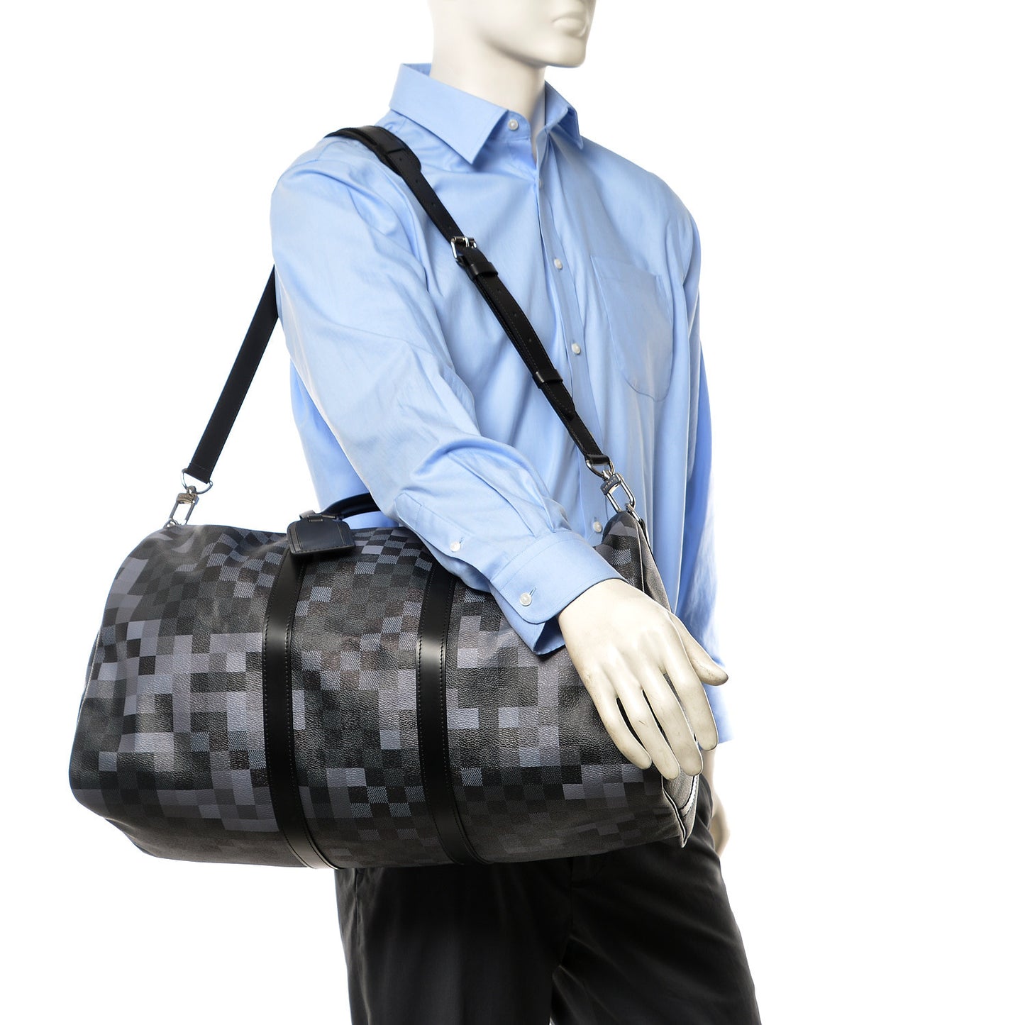 Damier Graphite Pixel Keepall Bandouliere 50 Gris