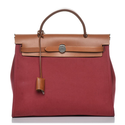 Hermes Vache Hunter Toile Herbag Zip 31 PM Rubis 1 of 13