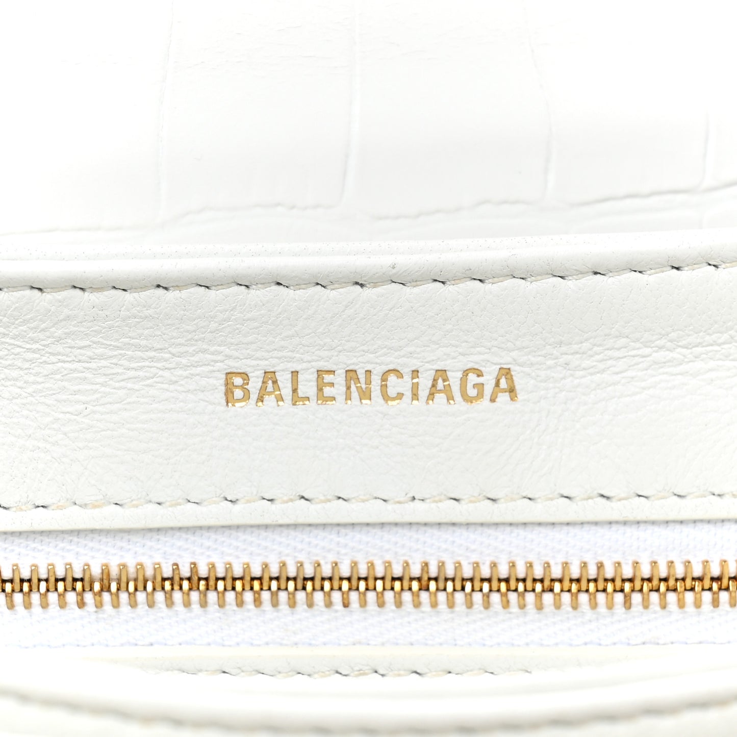 Shiny Extra Supple Calfskin Crocodile Embossed Small Triplet Bag Optic White