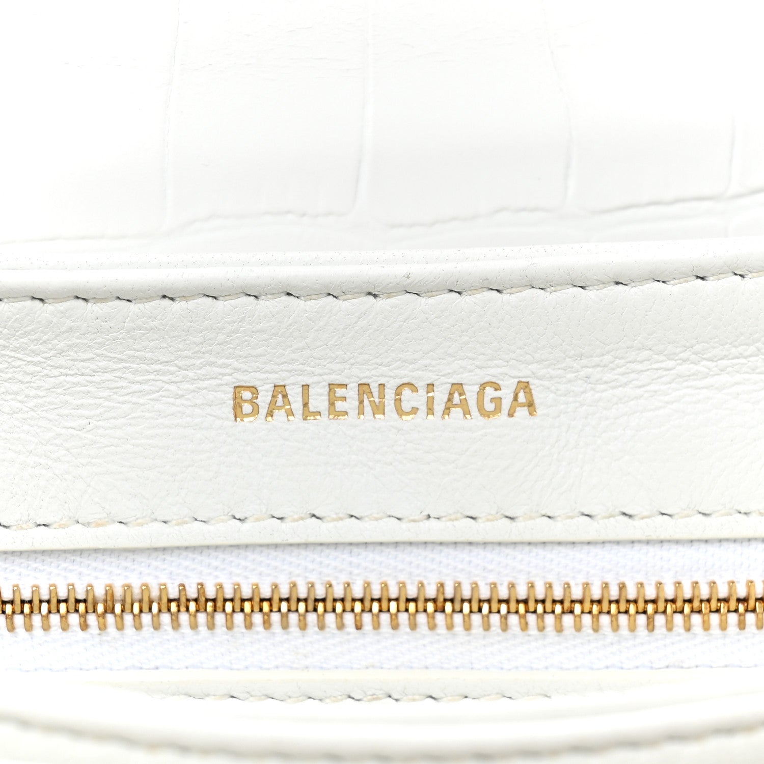 Balenciaga Shiny Extra Supple Calfskin Crocodile Embossed Small Triplet Bag Optic White 9 of 19