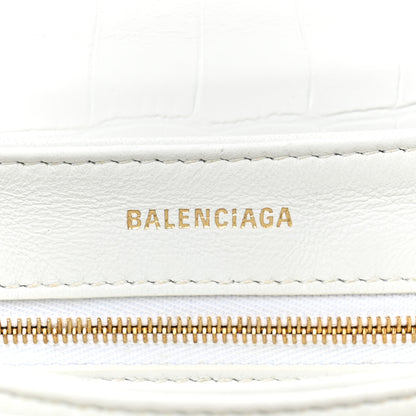 Balenciaga Shiny Extra Supple Calfskin Crocodile Embossed Small Triplet Bag Optic White 9 of 19