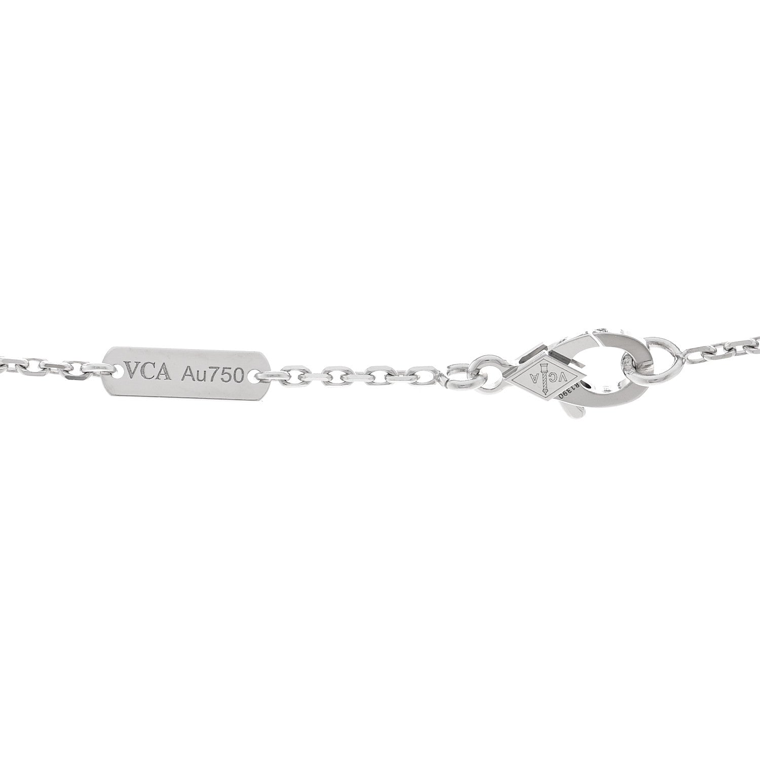 Van Cleef & Arpels 18K White Gold Diamond Guilloche Vintage Alhambra Pendant Necklace 4 of 5