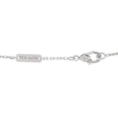 Van Cleef & Arpels 18K White Gold Diamond Guilloche Vintage Alhambra Pendant Necklace 4 of 5