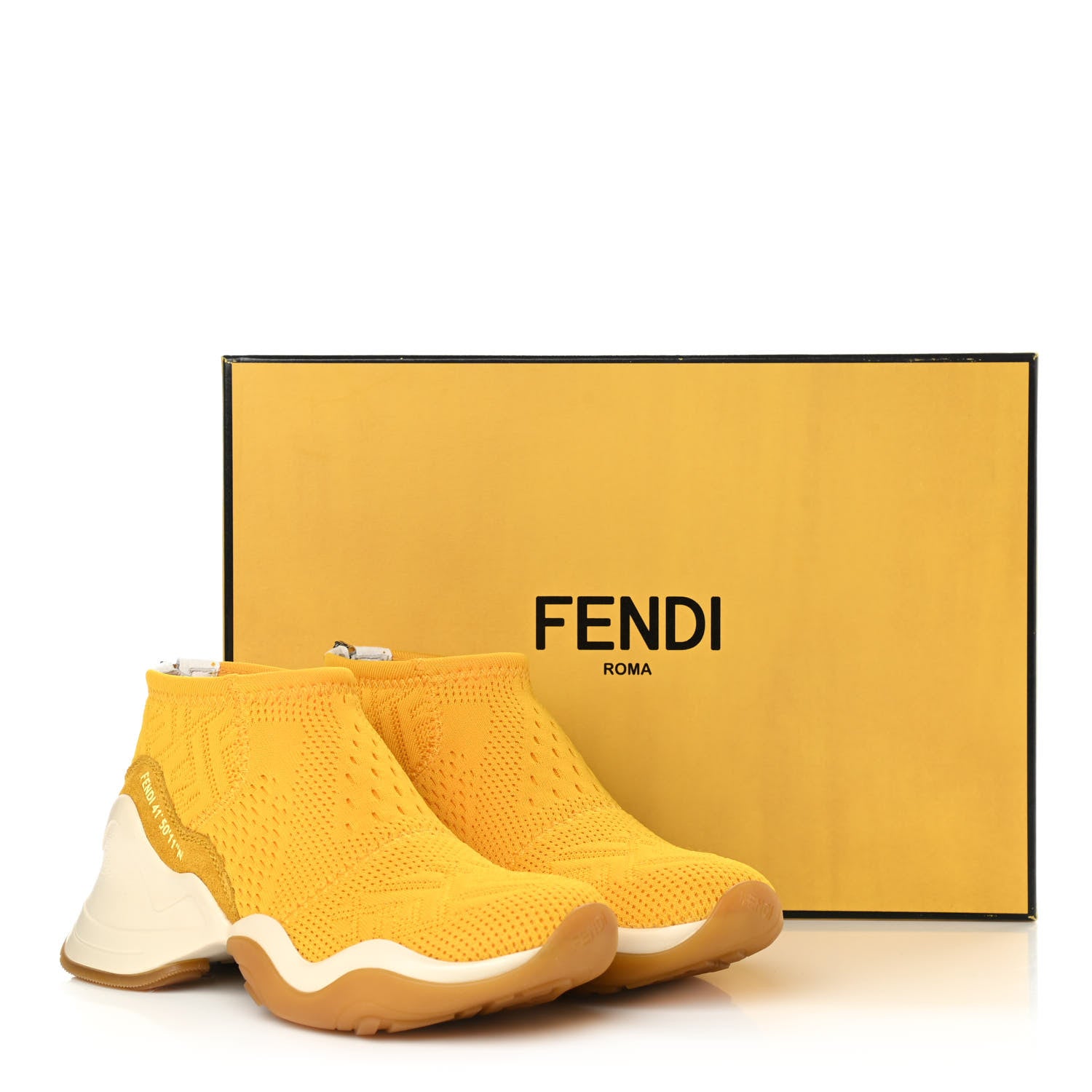 Fendi Technical 3D Mesh Womens FFluid Zip Up Sneakers 36 Reggae Corn White 9 of 10