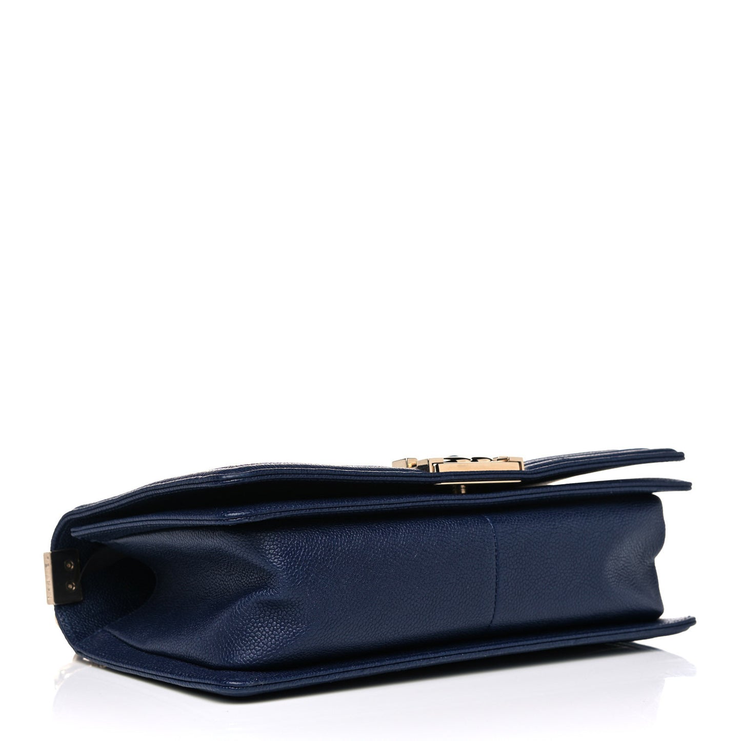 Caviar Chevron Quilted Medium Boy Flap Navy