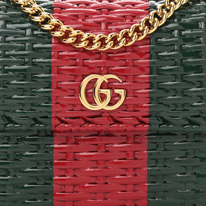 Gucci Glazed Wicker Stripe Mini Cestino Shoulder Bag Green 9 of 12