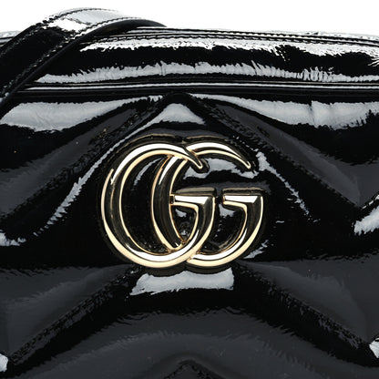 Gucci Patent Lambskin Matelasse Small GG Marmont Camera Bag Black 6 of 8