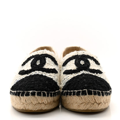 Chanel Tweed CC Espadrilles 36 Ecru White Blue Black 2 of 7