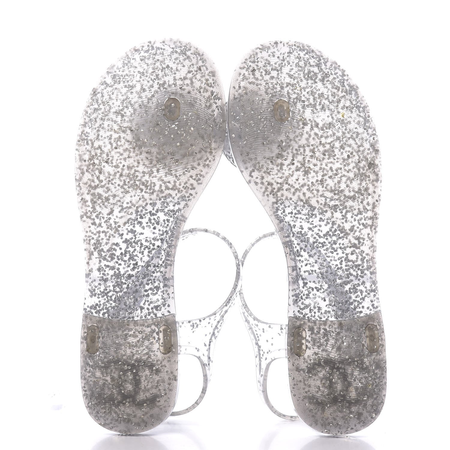 Chanel Jelly Camellia Glitter Thong Sandals 38 Silver 6 of 7