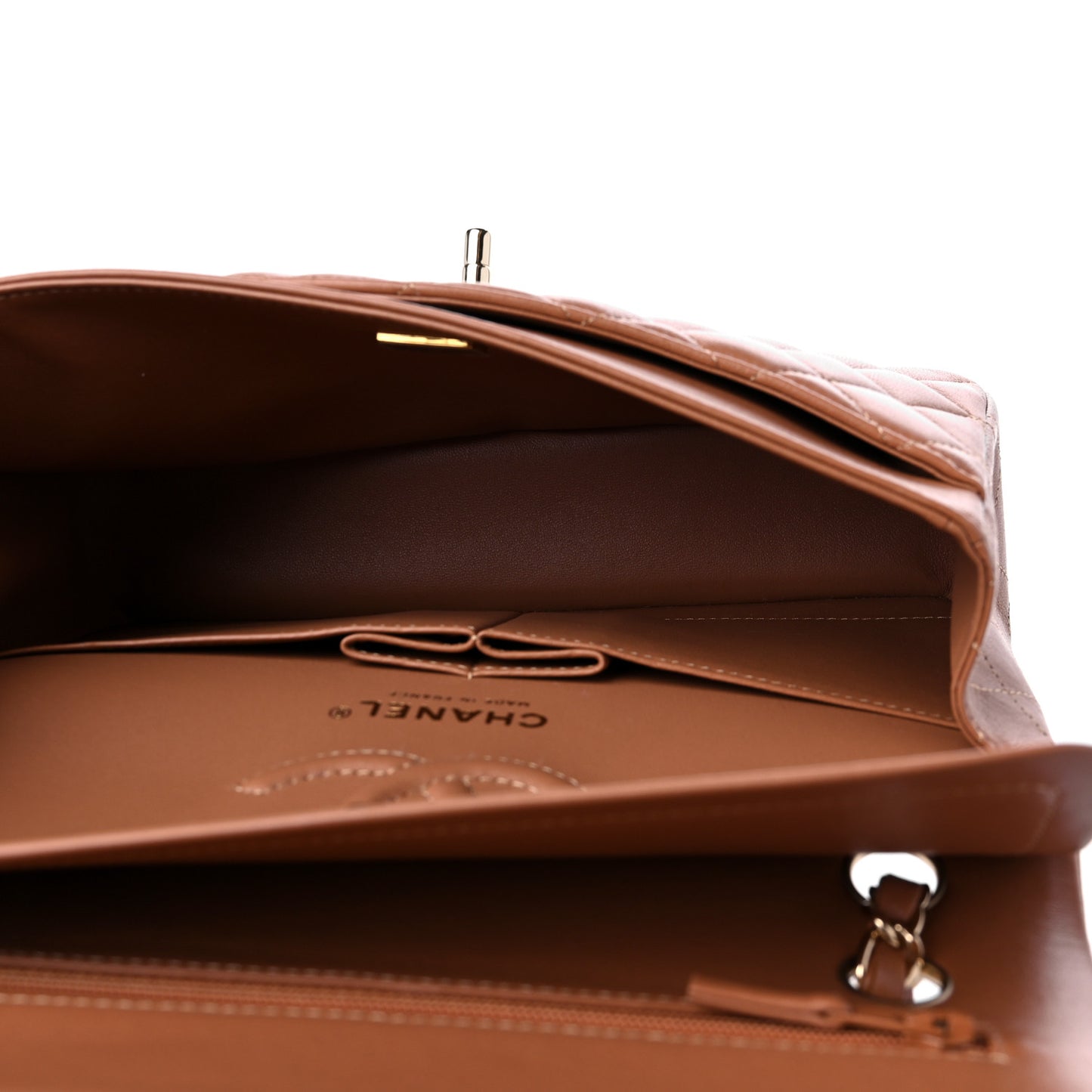 Lambskin Quilted Small Double Flap Brown